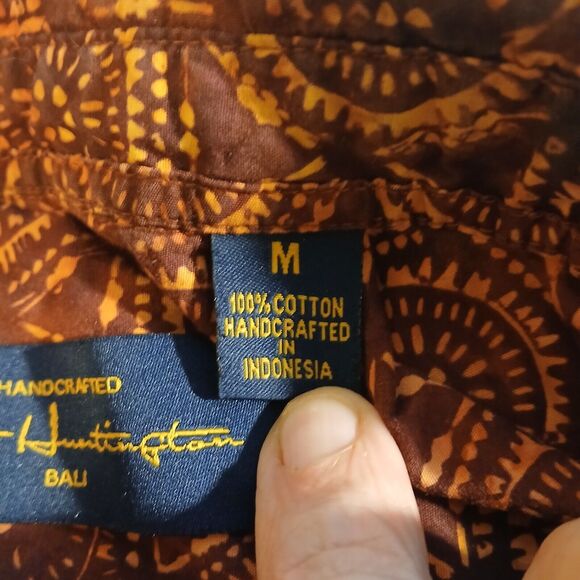 Pete Huntington Bali Men's Shirt Short Sleeve Hawaiian Button Up 100% Cotton Med - Picture 6 of 8